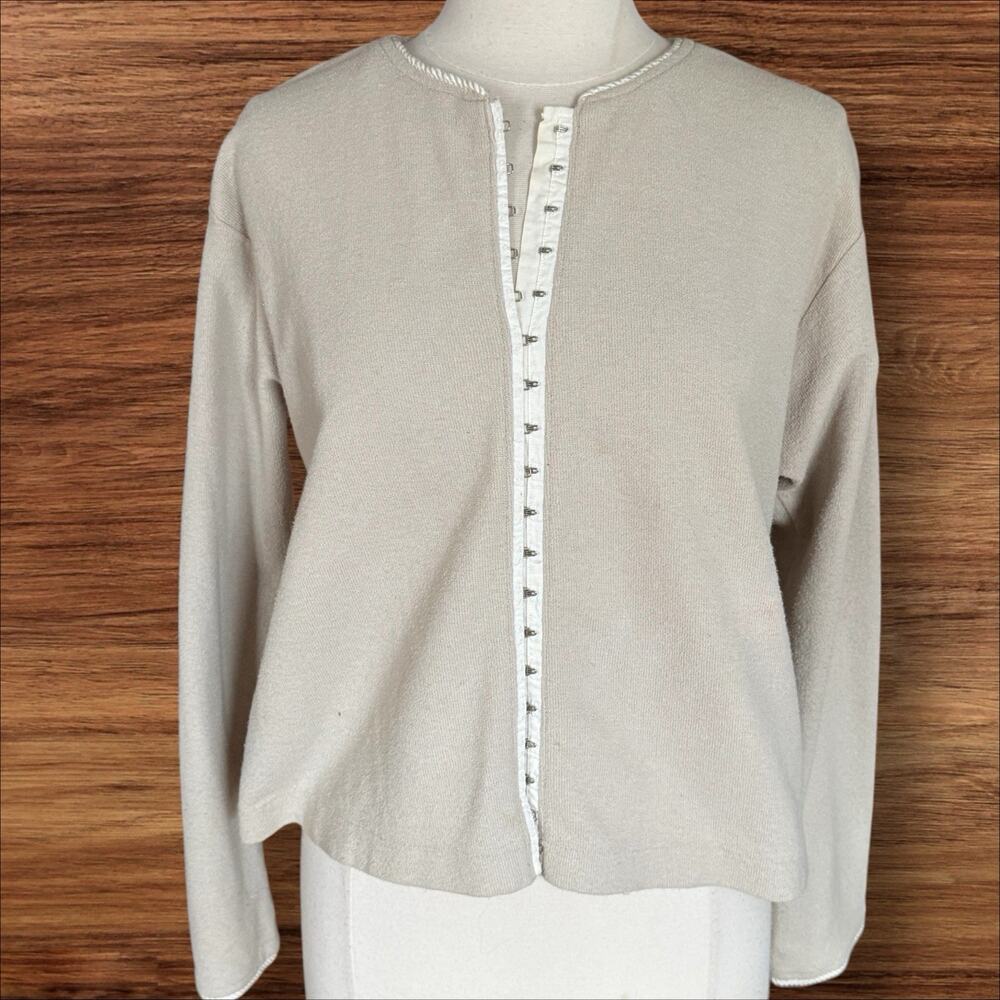 Fitigues Y2K Long Sleeve Cardigan Sweater Sz‎ S Oversized 44" Bust Hook Closure